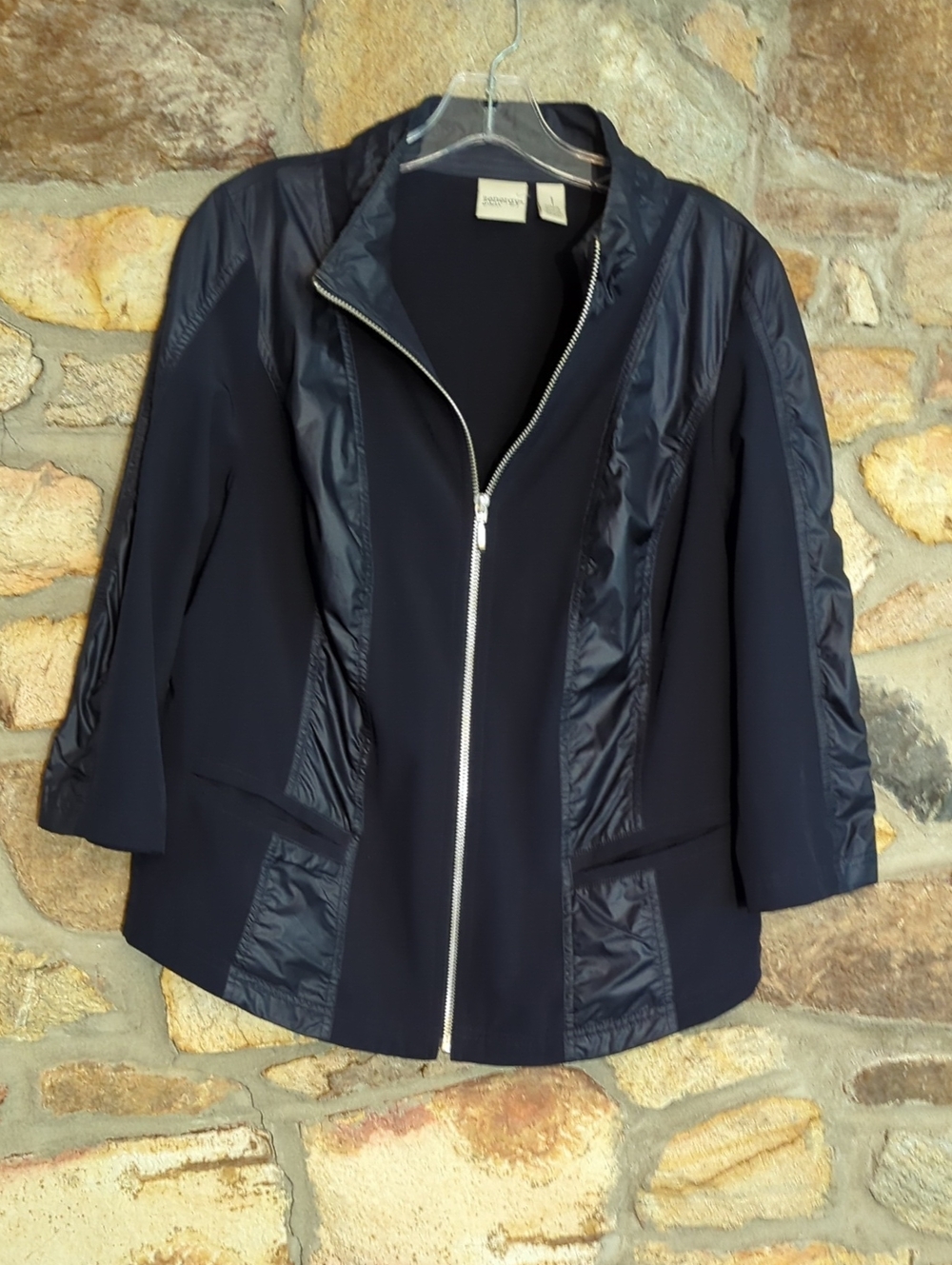 Zenergy By Chicos Navy Zip-Front Lightweight Jacket